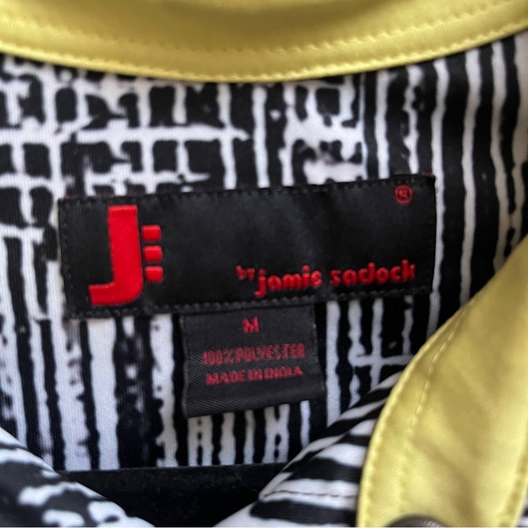 Jamie Sadock Black and White Graphic Polo Golf Shirt Sz M - Picture 4 of 8